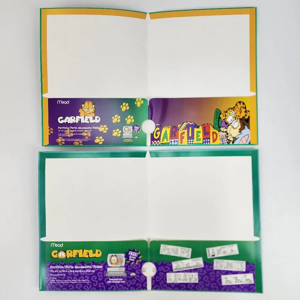 New Lot of 5 Vtg 1999 Garfield Cat & Odie Dog School Binder Pocket Folders NOS